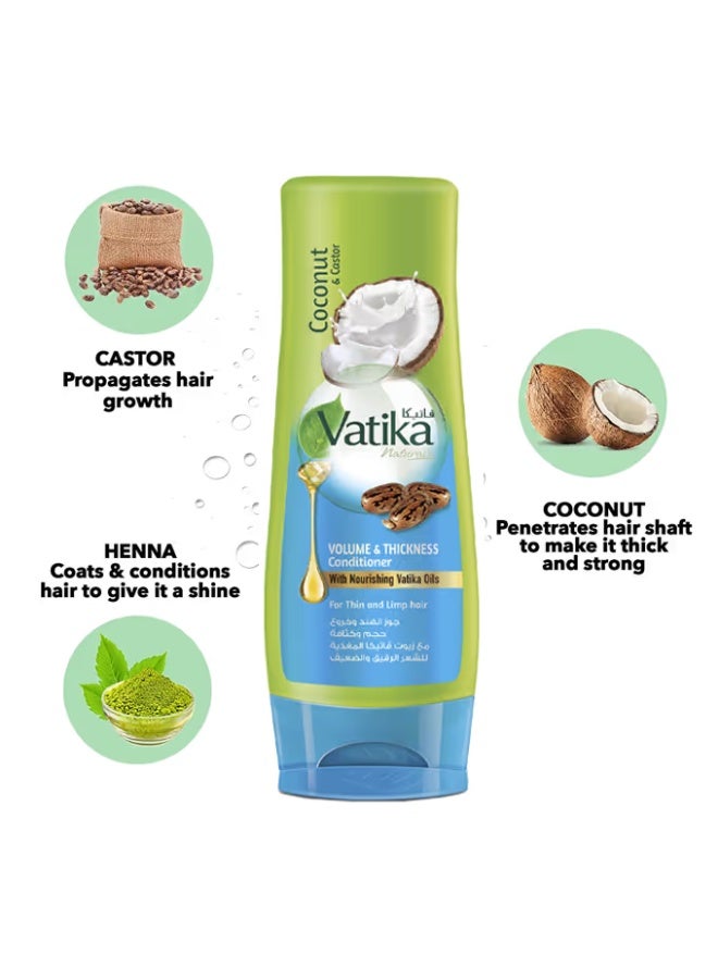 Dabur Vatika Naturals Volume & Thickness Conditioner 400ml | Enriched With Coconut & Castor | Rapid Repair | For Thin & Limp Hair - Image 2